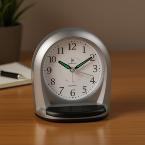 JUSTAMINUTE Silver JA7079S Alarm Clock with Snooze Function for <b>Desks</b> & Tables Designed for Lowell - Product Image 3