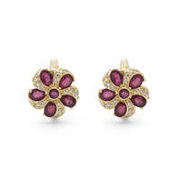 Merveilleux rubis naturel à facettes pierres précieuses Floral Designer bijoux fins 925 en argent Sterling forme ovale boucles d'oreilles en pierres précieuses pour les femmes