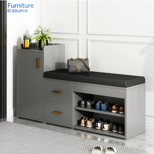 Banco de almacenamiento de zapatos con cojín-Zapatero de madera con asiento de cojín-Estructura de MDF duradera, diseño elegante para hogares modernos - Product Image 2