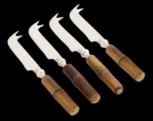 Cubiertos de bambú de acero pulido hechos a mano, juegos de cuchillos, utensilios de cocina de Metal degradables duraderos para vajilla desechable, vajilla - Product Image 6