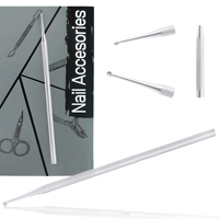 Kit de manucure écologique réutilisable en acier inoxydable durable avec pousse-cuticules à double extrémité à tête biseautée et éliminateur de callosités, en coffret