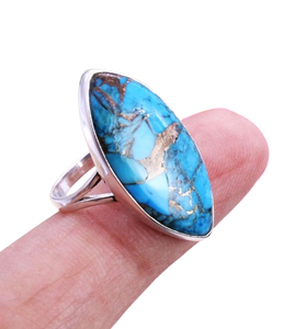 925แหวนเงินสเตอร์ลิงธรรมชาติสัญญาทำด้วยมือแหวนพลอยเทอร์ควอยซ์สปินเนอร์แหวนเงินอย่างดีเครื่องประดับแหวนของขวัญแต่งงาน - Product Image 1