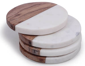 Vente en gros de sous-verres en bois de marbre naturel de qualité supérieure tapis de thé et de café de forme personnalisée tampons hexagonaux carrés étanches à la chaleur - Product Image 1