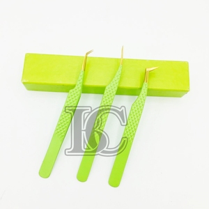 High Quality Lash Tweezer Green Gold Tip Eyelash Extension Tweezer Sustainable Stainless Steel Tweezer mink Sale At Low MOQ - Product Image 4