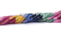 Perles de saphir multicolores de qualité AAA : Rondelles facettées 3-4 mm, brin de 16 pouces, fourniture en gros pour la fabrication de bijoux