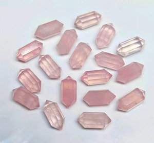 100% tự nhiên <span class=keywords><strong>AAA</strong></span> + chất lượng mặt hình dạng bút chì Rose Quartz Đôi Chấm dứt Opal khoáng sản màu hồng pha lê 10x5mm đồ trang sức lỏng lẻo - Product Image 2