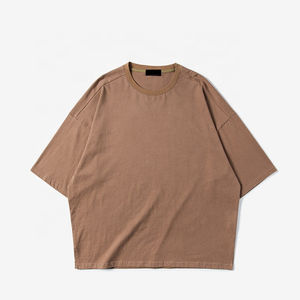 Camiseta de manga corta para hombre 100% algodón de talla grande de peso pesado personalizada con logotipo personalizado último diseño en blanco liso - Product Image 3