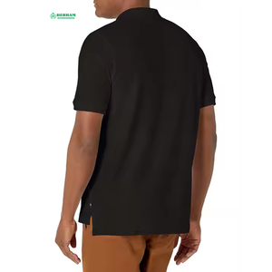 <b>Black</b> Short Sleeve Polo Shirt Regular Fit Cotton Oxford Casual Wear With Logo Front Embroidery Blank Plain - Product Image 4
