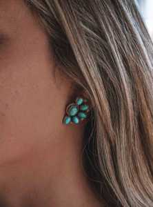Turquoise <b>Earrings</b> ~ Gemstone ~ Post ~ Stud ~ Sterling <b>Silver</b> 925 ~ Jewelry ~ Blue ~ Handmade~ Statement <b>earrings</b> Women's Gift - Product Image 2