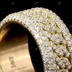 VVS Moissanite 14k Gold Plated Full <b>Iced</b> Out Full Eternity Bling Engagement Wedding <b>Ring</b> Unisex GRA Certified Hip Hop Style - Product Image 3