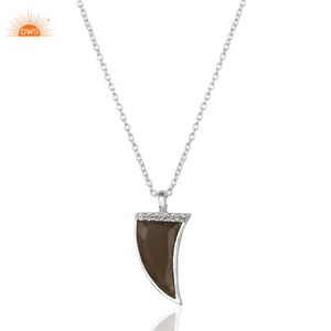Pendentif en pierre de Quartz fumé pour femme, bijoux, en argent Sterling fin, nouvelle tendance, 2020 - Product Image 3