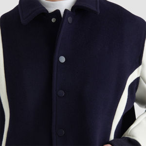 แจ็กเก็ตคอปกตั้งสำหรับผู้ชายเสื้อขนสัตว์แขนหนังดีไซน์ทันสมัยสวมใส่สบาย - Product Image 4