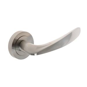 <b>Door</b> <b>Handle</b> GOA with round plate - <b>Satin</b> - Product Image 1