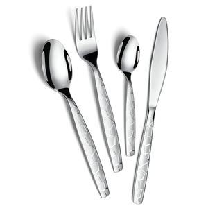 Best Wedding Cutlery <b>Set</b> in Silver Stainless Steel with Elegant Stone Pattern Handles 4 Pcs American Design - Product Image 5