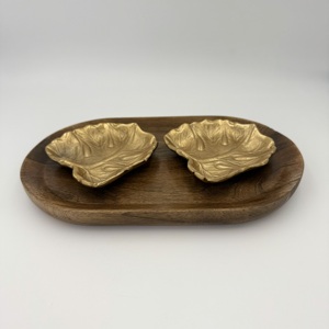 Cuencos Rústicos Hechos a Mano de Aluminio para Frutos Secos con Bandeja de Madera para Regalo de Boda, para Comedor y Sala de Estar - Product Image 3