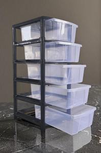 Étagère de rangement modulaire robuste à 3, 4 et 5 niveaux avec bacs coulissants bicolores alternés - Product Image 2