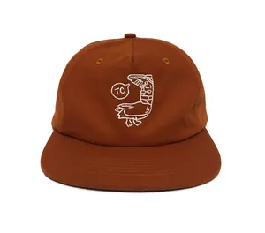 Unstructured Custom Logo 5 Panels High Quality Brown/Yellow Color Medium Profile 65% Cotton/ 35% Polyester Fabric Baseball Cap