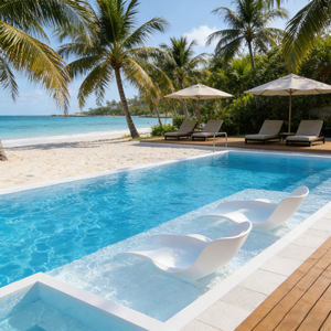 Piscina Formal con Diseño Simétrico y Jardín Ornamental - Product Image 2