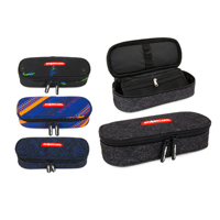 Étui ovale semi-rigide personnalisé en tissu avec 2 fermetures à glissière Étui rigide portable pour l'extérieur en nylon durable EVA métal plastique cuir