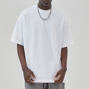 เสื้อยืดคอกลมสีขาวสำหรับผู้ชายเสื้อยืดสไตล์สตรีทแบบเรียบทำจากผ้าฝ้ายเรียบหรู - Product Image 1