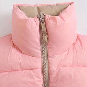 Chaleco acolchado de algodón para mujer, cortavientos sin mangas de invierno, chaleco recortado en contraste, chaleco acolchado de talla grande para mujer, chaquetas de moda - Product Image 4