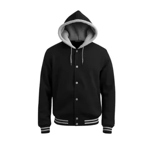 Veste universitaire noire avec capuche doublée en polaire pour l'hiver - Product Image 1