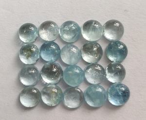 Cabujón redondo de Aguamarina natural de 6mm-Aguamarina suelta Calidad AAA - Product Image 1