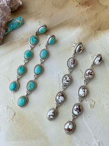 Pendientes de gota de turquesa de caballo salvaje y Mojave en plata de ley hecha a mano para bodas, fiestas o regalos - Product Image 3