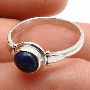 Bijoux bohèmes faits à la main avec une magnifique pierre précieuse naturelle en lapis-lazuli de forme ronde, fabriqués en argent sterling 925 massif - Product Image 4