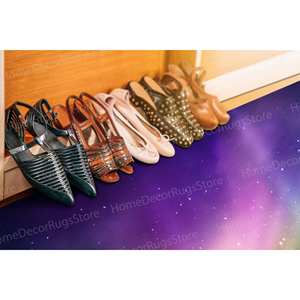 Tapis en laine imprimé patchwork paysage Aurore Boréale, tapis traditionnel en velours écologique avec envers en latex pour la maison de luxe - Product Image 4