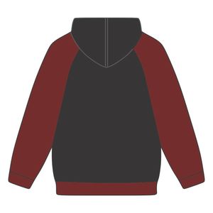 DST Delta Black Body Maroon Raglan Sleeves Pullover Sudadera con capucha Mezcla de algodón Greek Sorority Apparel Divine Nine HBCU Soror Sudadera con capucha - Product Image 3