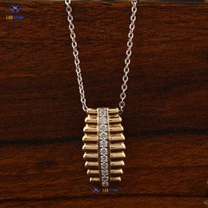 Colgante de diamante de corte redondo TDW 0.178 con cadena de oro amarillo de 18 quilates para compromiso regalo de boda Labgrown HPHT/CVD Joyería de diamantes - Product Image 1