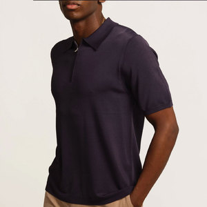 Vente chaude à la mode tenue hommes quart Zip Polo t-shirt meilleur prix en ligne respirant hommes quart Zip Polo t-shirt - Product Image 4