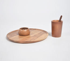 ขนาดที่กําหนดเองทําด้วยมือไม้เสิร์ฟจานอาหารค่ําไม้กระถินเทศชุดสามผู้ผลิตผู้ค้าส่งโรงงานขายตรง - Product Image 5