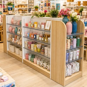 Étagère réglable pour magasin de cosmétiques Love Shack Fancy, produits écologiques, étagère îlot <span class=keywords><strong>en</strong></span> bois E0 - Product Image 1