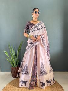 Festival élégant lancement Lehenga Choli coton tissu non cousu imprimé travail Designer indien traditionnel ethnique porter robe - Product Image 3