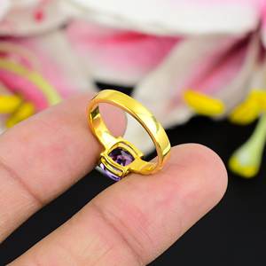 AAA + พลอยอเมทิสต์เบาะจากธรรมชาติ100% คุณภาพ925เงินสเตอริงฝังหนามเตยชุบทองแหวนแต่งงาน - Product Image 5