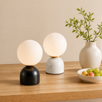 Lampe de table en marbre avec base en verre blanc, style nordique postmoderne créatif et minimaliste, pour chambre à coucher, chevet, salon, bureau et maison