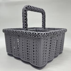 <b>Wholesale</b> OEM ODM Sculpted Designer Plastic Storage Basket with Handle Tasteful <b>Domestic</b> Utility Basket & Boxes - Product Image 2