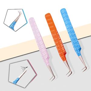 Pinzas para pestañas de acero inoxidable duraderas más vendidas Agarre de diamante no corrosivo Punta de fibra puntiaguda Etiqueta privada Herramienta para cejas - Product Image 3