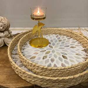 Plateau en rotin durable MOP Exclusif de forme ovale pour le travail et la nourriture Dernière conception de table Vente en gros - Product Image 1