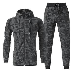 Survêtements d'hiver pour hommes grande taille avec logo personnalisé, camouflage, fermeture éclair, légers, 100% coton, tissu éponge français 420 g/m², camouflage, fermeture éclair. - Product Image 1