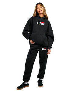 Pull à logo brodé imprimé personnalisé pour femmes Jogging survêtement solide à capuche pantalon de survêtement à capuche ensemble grande taille poids lourd - Product Image 6