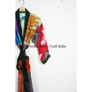 Kimono de Seda Reciclada para Mujer, Estilo Bohemio, Elegante, Floral, Largo, de Manga Larga, Sexy, Vintage, Informal, Hippie, para la Playa - Product Image 3