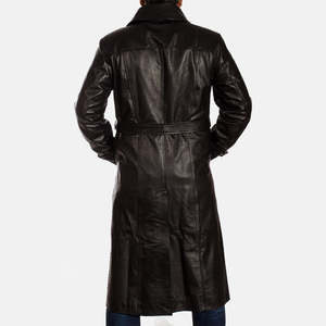 Manteau trench en cuir noir imperméable Hooligan, élégant, à double boutonnage, parka - Product Image 5