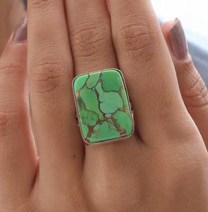 Anillo de Plata de Ley 925 hecho a mano para mujer, de alta calidad Natural piedra preciosa, turquesa, regalo de fiesta de boda, corte de pera, Spinner único - Product Image 2