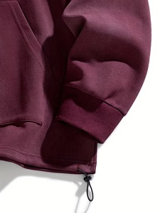 Sweat-shirt à capuche surdimensionné pour homme, couleur unie violet, en coton French Terry, décontracté, pour l'automne, avec poche, coupe classique - Product Image 4