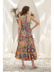 Robe longue à imprimé floral en coton indien fait à la main, tenue de fête élégante pour femme, vente de cadeaux de mariée personnalisés naturels - Product Image 4