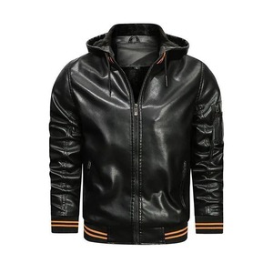 Chaqueta de plumón de cuero para hombre, cuello de piel de oveja de invierno, chaqueta acolchada de cuero para hombre, abrigo de plumón de talla grande, chaqueta de cuero genuino para hombre - Product Image 1