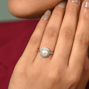 Anillos de Plata de Ley 925 de Primera Calidad para Mujer, Chapados en Rodio con Circonita y Perla para Bodas - Product Image 4